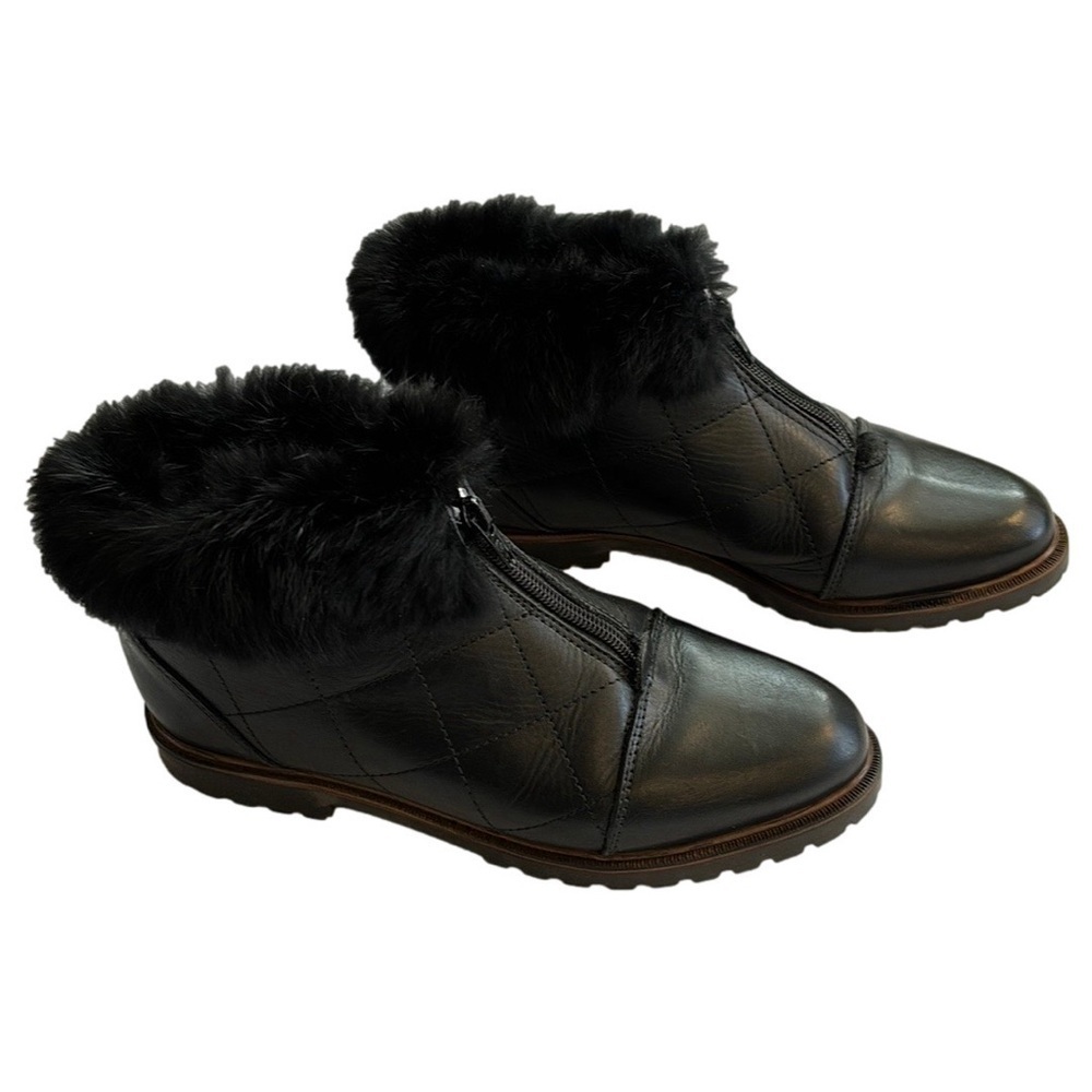 Fabrique AU Made in Canada Leather Booties, Size 6.5 B, Black - Picture 3 of 7